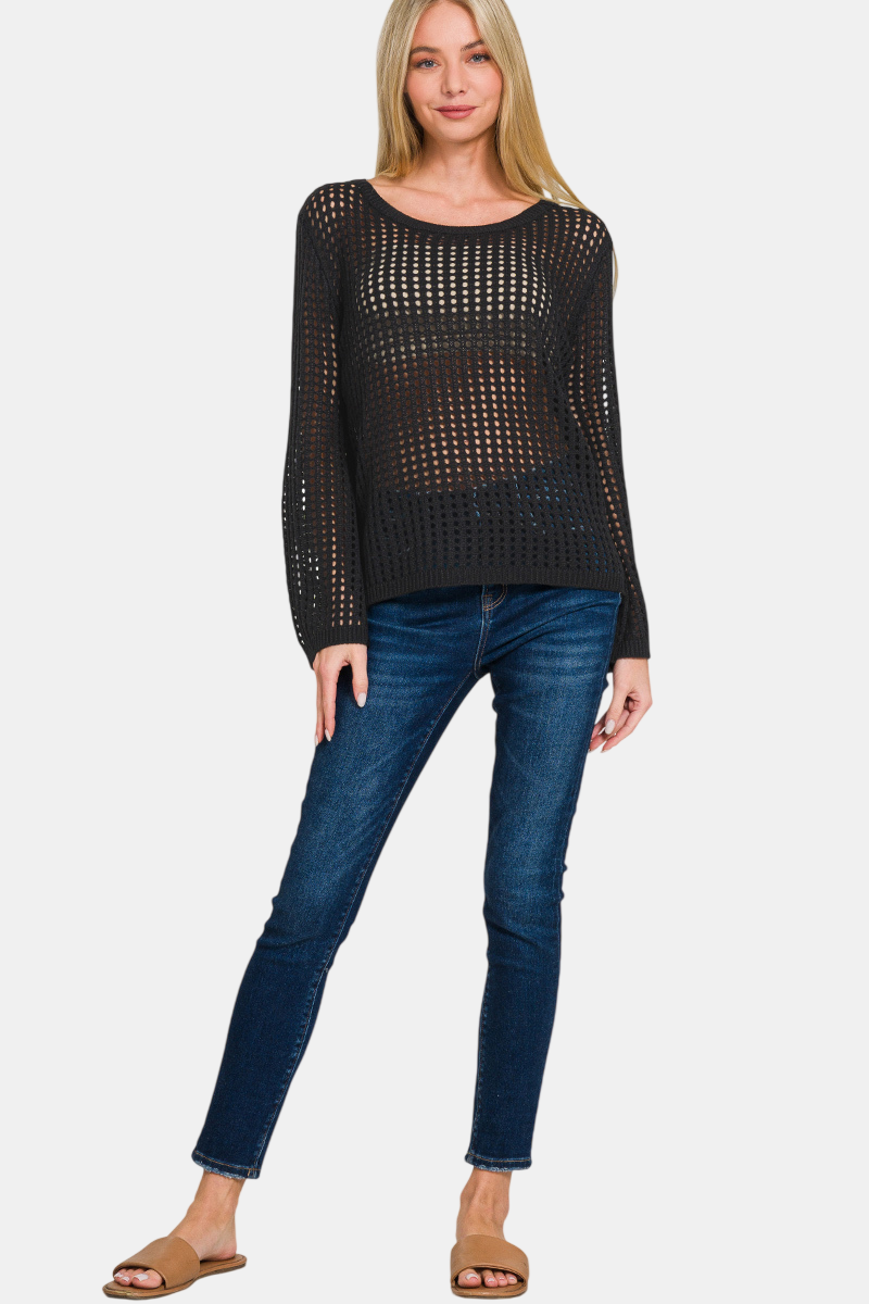 Hollow Out Long Sleeve Sweater / MARLIN