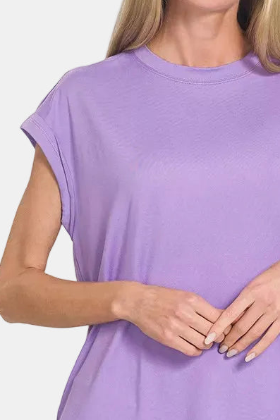 Brushed DTY Microfiber Top & Biker Shorts / LAVENDER