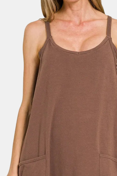 Mini Dress with Built-in Romper Liner / BROWN