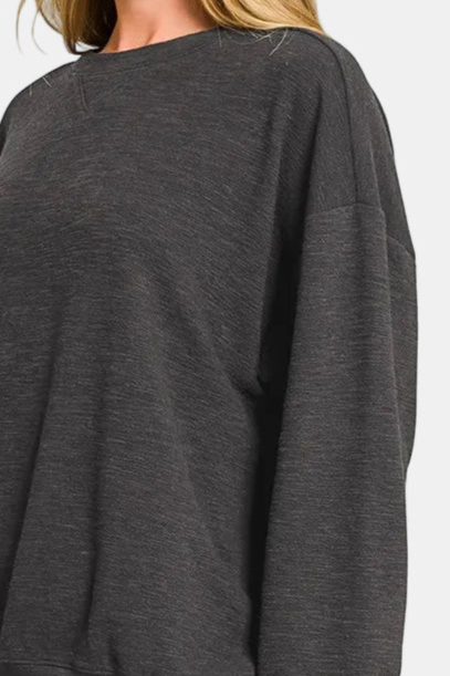 Slub Pullover & Shorts Set / BLACK