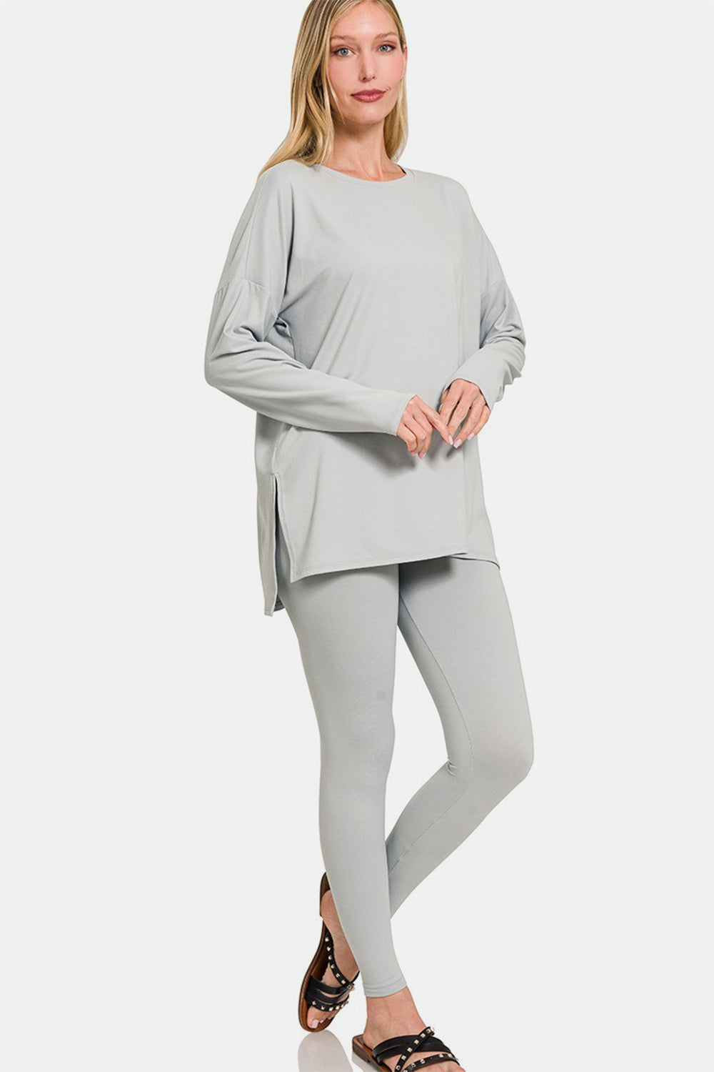Brushed DTY Microfiber Loungewear Set / LT GREY