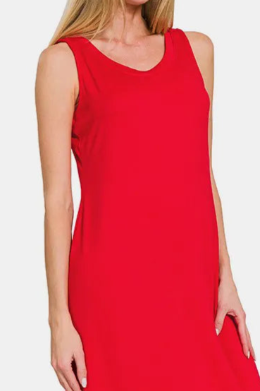Sleeveless Flared Scoop Neck Maxi Dress / RUBY