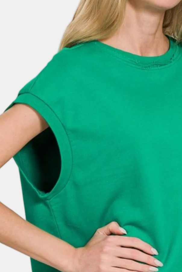 French Terry Sleeveless Top / K GREEN
