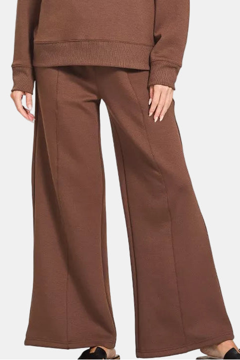 Scuba Collared Pullover & Pants Set / BROWN