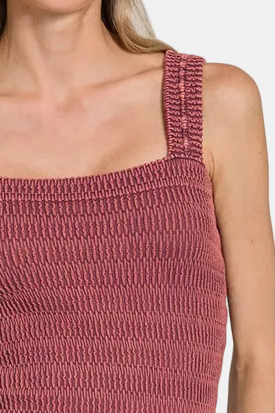 Seamless Textured Stone Washed Tank Top / BRICK