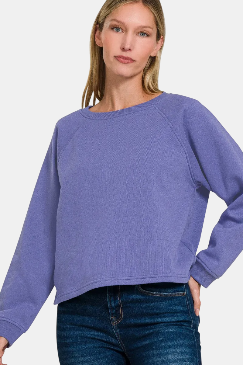Fleece Raglan Round-Neck Sweatshirt / MARLIN