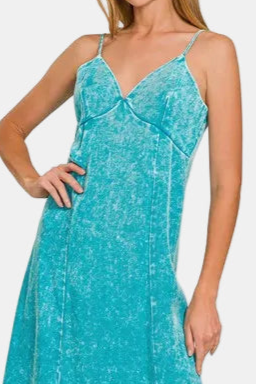 Tencel Mineral Washed Maxi Dress / LT TEAL