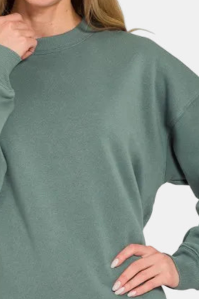 Fleece Round Neck Sweatshirt / ASH JADE