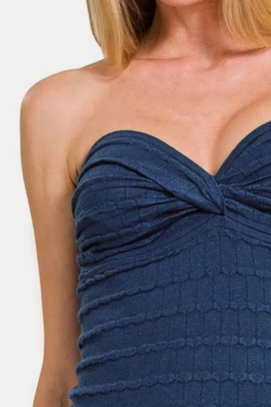 Viscose Sweater Tube Top / LT NAVY