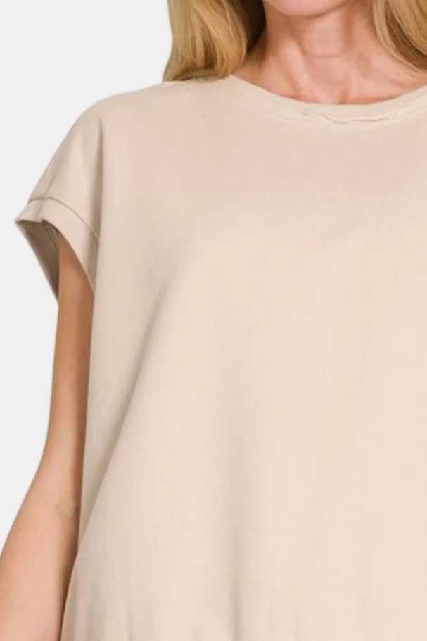 French Terry Sleeveless Top / SAND BEIGE