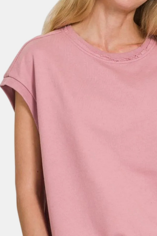 French Terry Sleeveless Top / LT ROSE