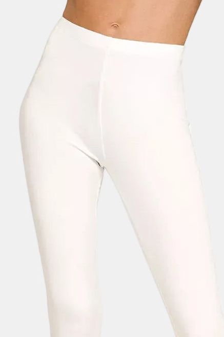 Premium Cotton Full Length Leggings / WHITE