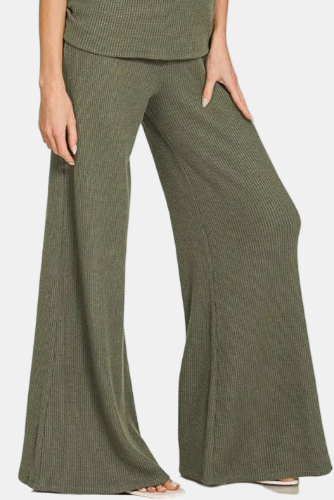 Sweater Mock Neck Top & Long Pants Set / DK OLIVE