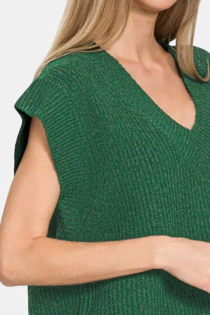 V-Neck Sweater Vest / DK GREEN