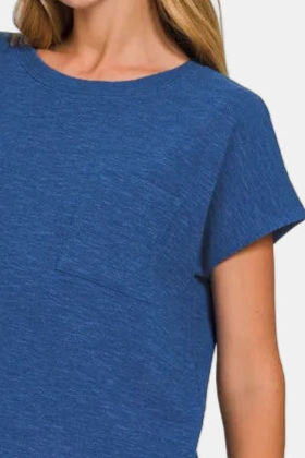 Slub Relaxed Crop Top / LT NAVY