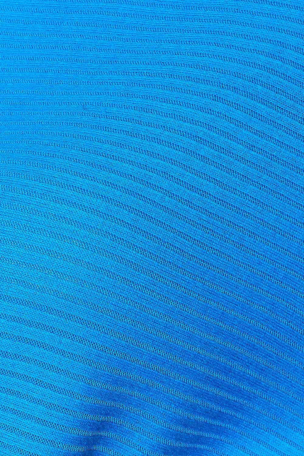 Ribbed Batwing Long Sleeve Boat Neck Sweater / OCEAN BLUE
