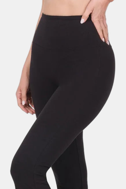 Wide Waistband Yoga Flare Pants / BLACK