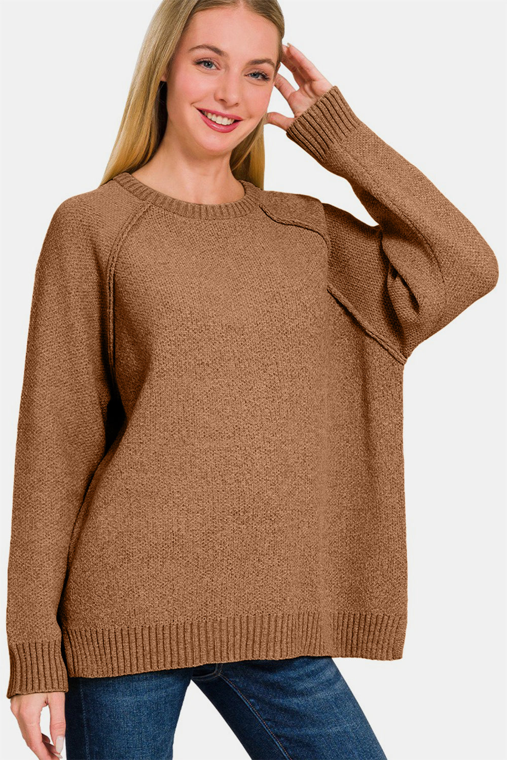 Chenille Raglan Sweater / DEEP CAMEL
