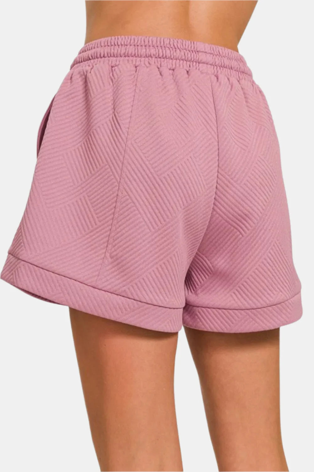 Textured Knit Jacquard Drawstring Shorts / TURQUOISE