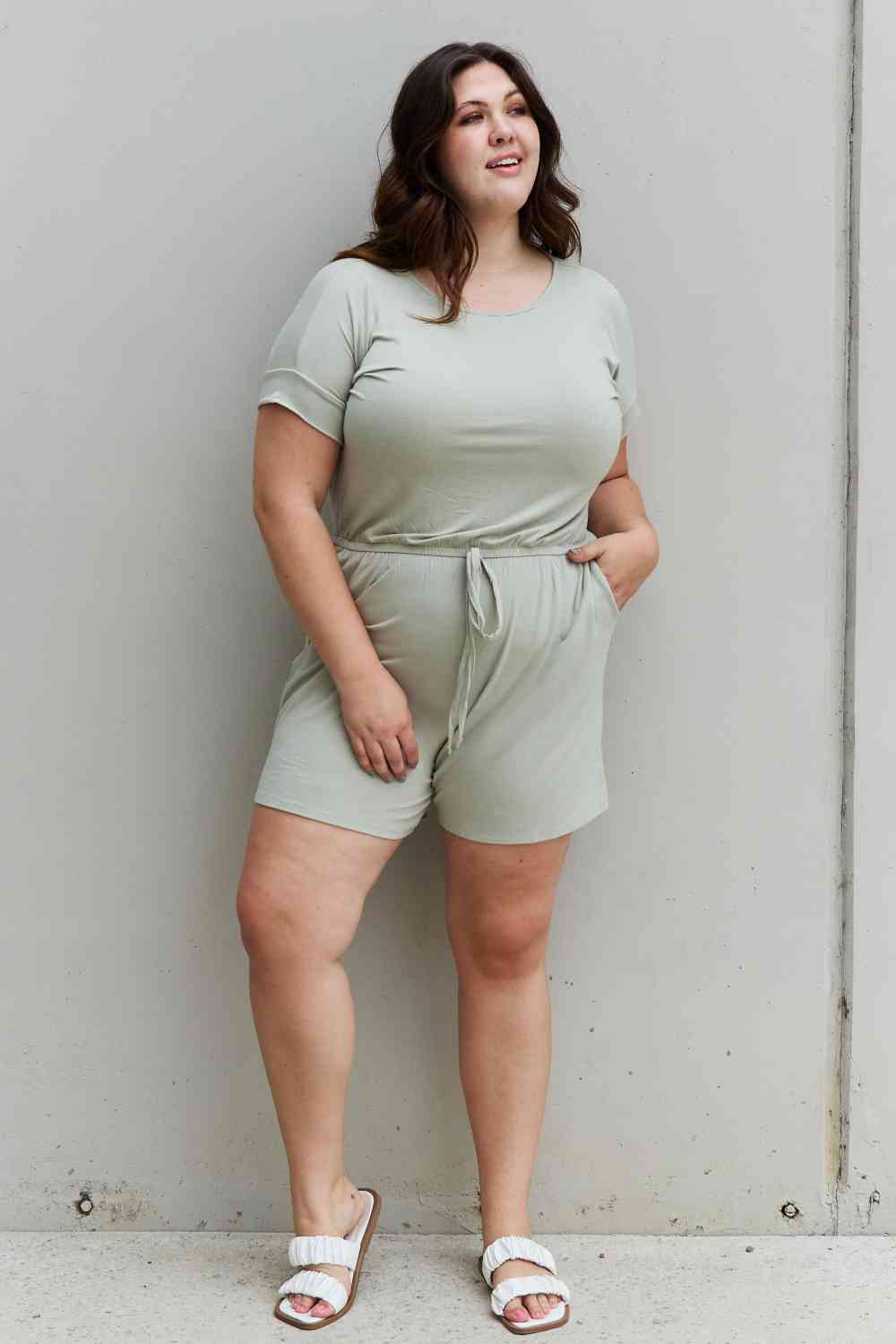 Romper With Elastic Waist & Back Keyhole Opening