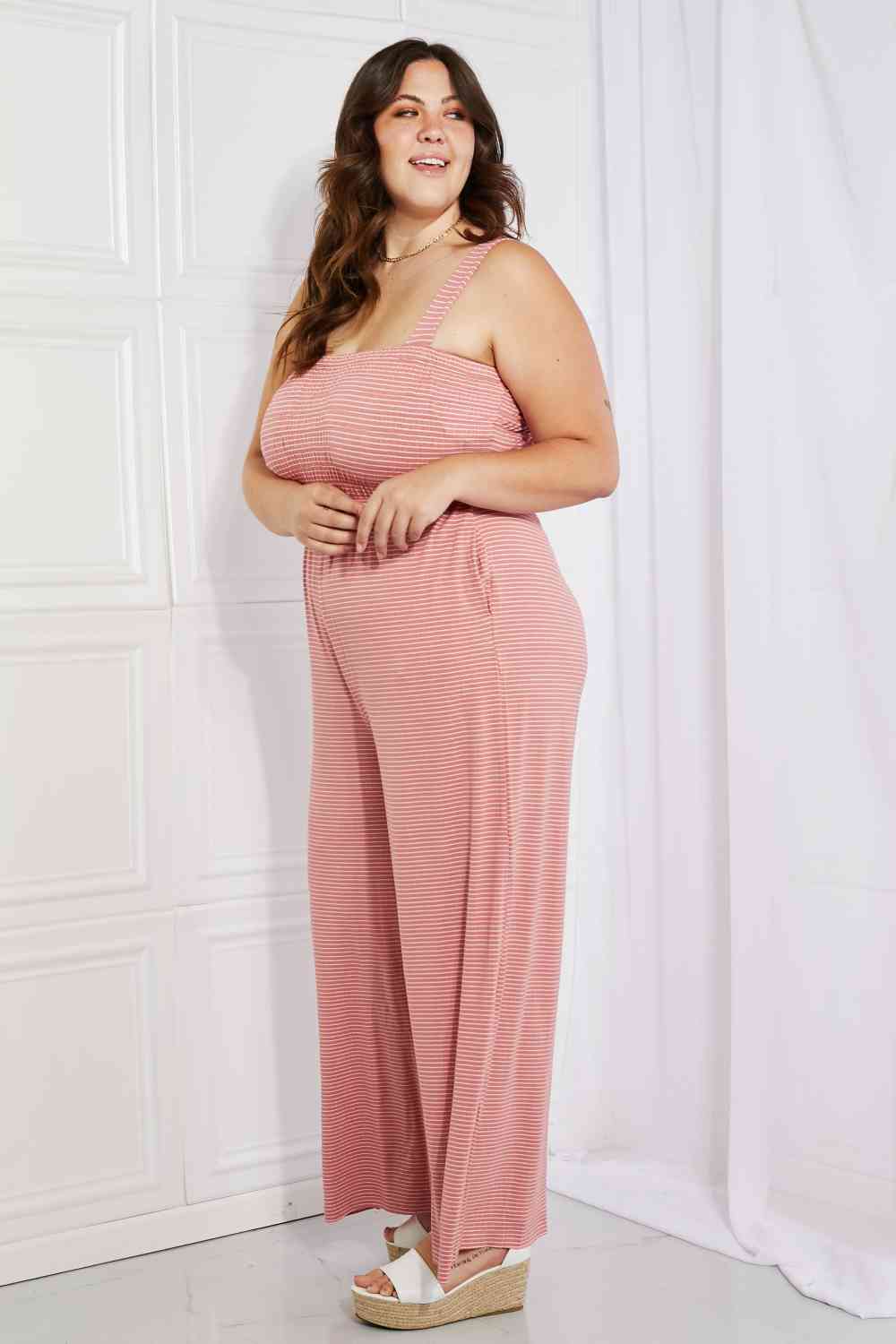 Smocked Top Striped Jumpsuit