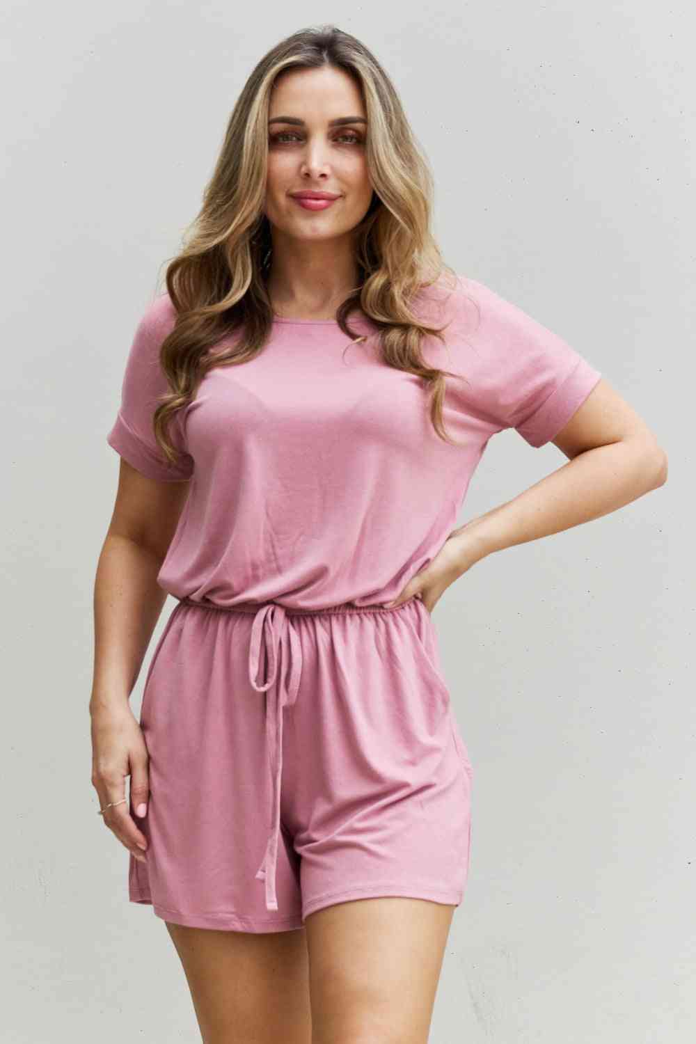 Romper With Elastic Waist & Back Keyhole Opening