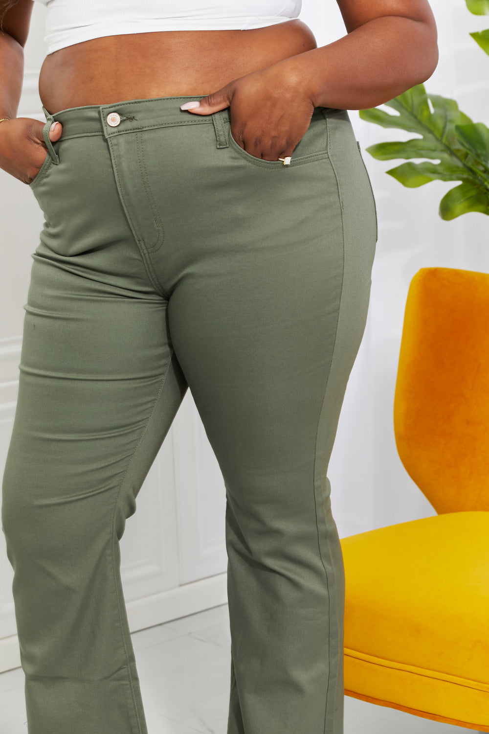 High Rise Bootcut Color Denim Pants