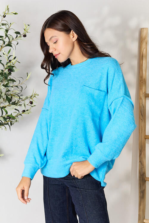 Brushed Melange Drop Shoulder Oversized Sweater