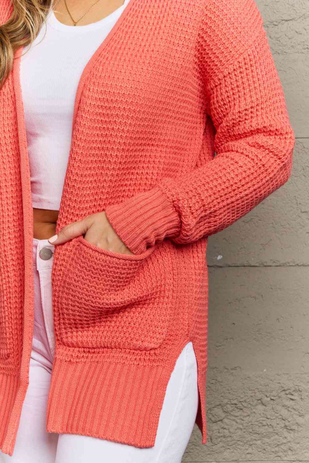 Low Gauge Waffle Open Cardigan Sweater