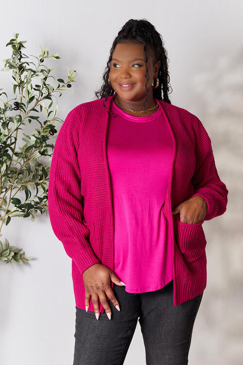 Low Gauge Waffle Open Cardigan Sweater