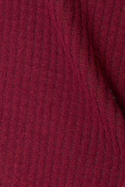 Brushed Waffle V-Neck Button Detail Sweater