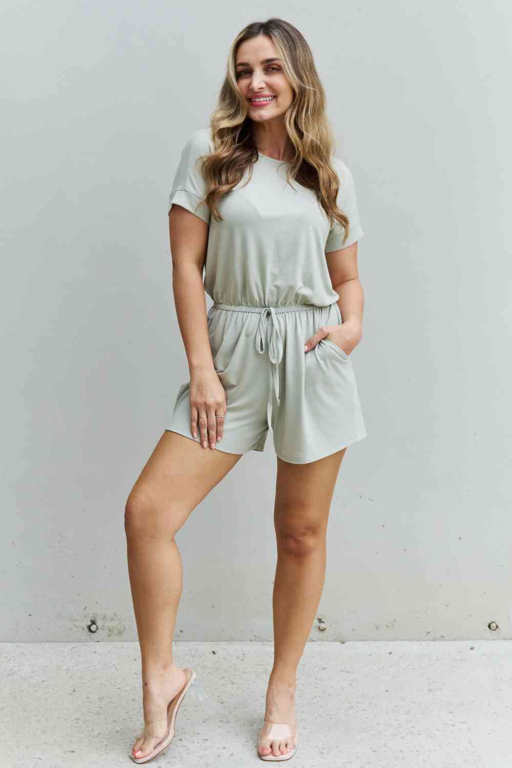 Romper With Elastic Waist & Back Keyhole Opening