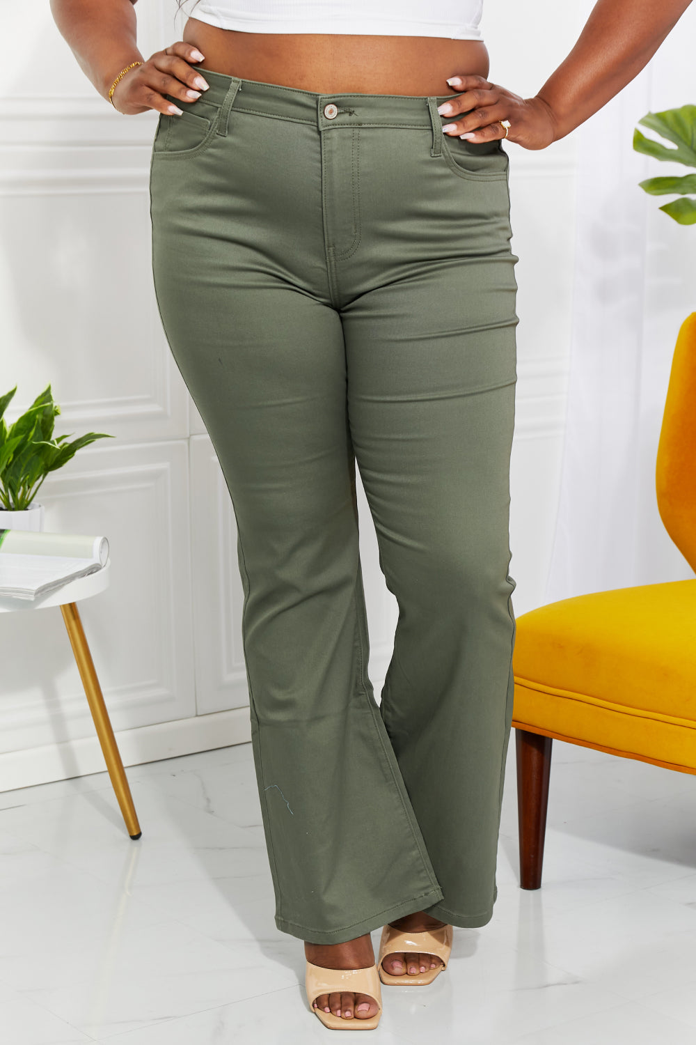 High Rise Bootcut Color Denim Pants