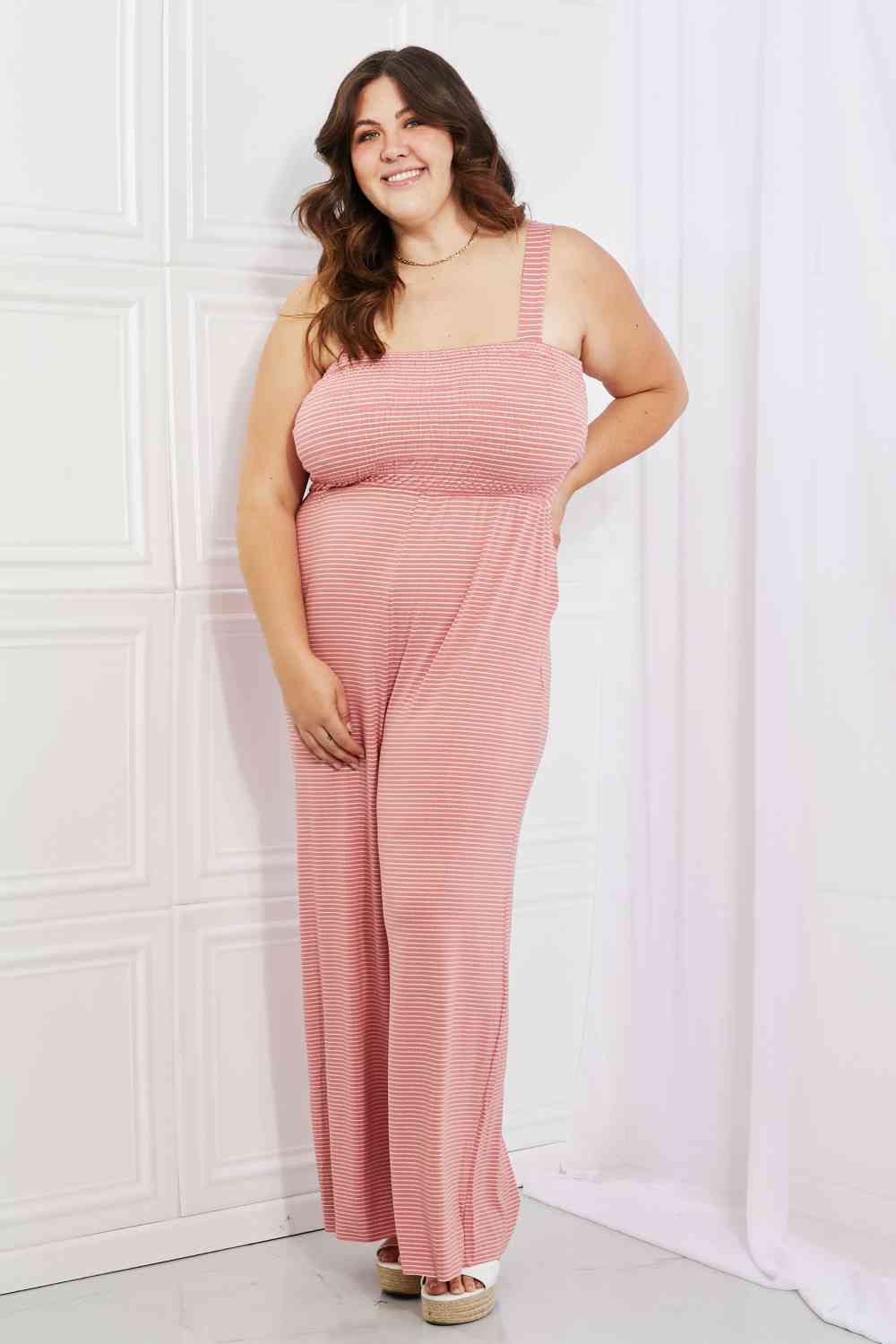 Smocked Top Striped Jumpsuit