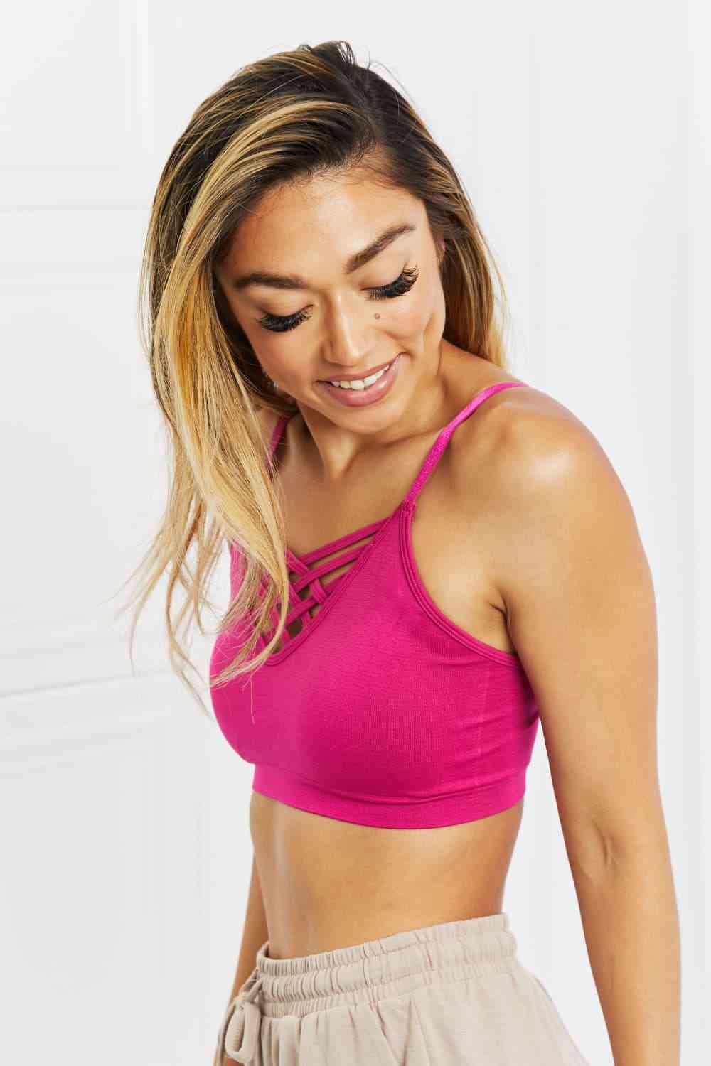 Front V-lattice Bralette With Removable Bra Pads