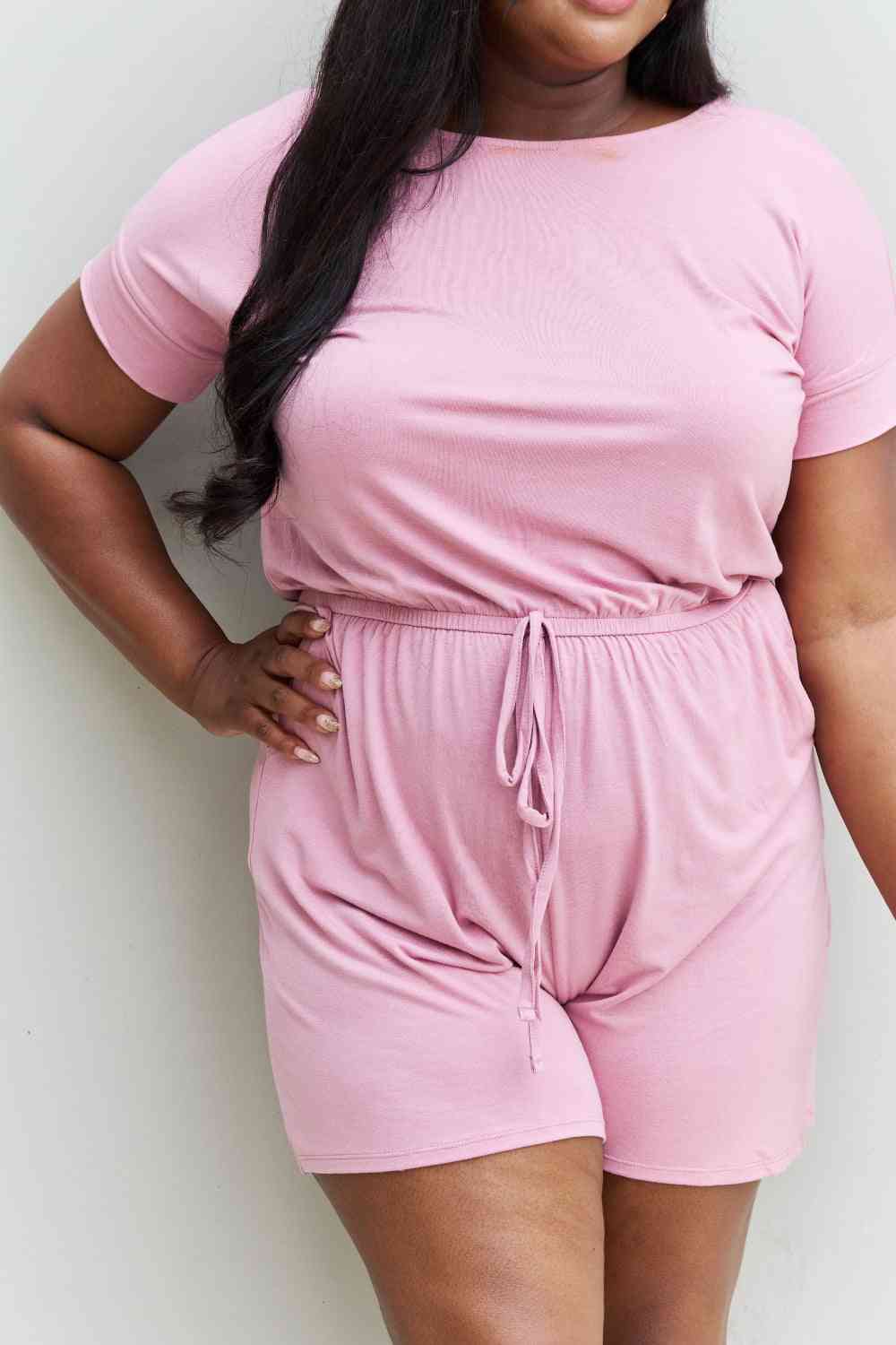 Romper With Elastic Waist & Back Keyhole Opening