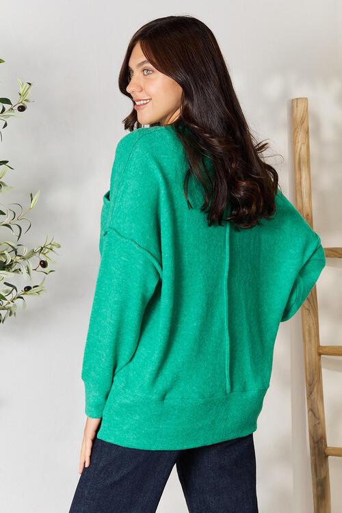 Brushed Melange Drop Shoulder Oversized Sweater