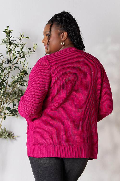 Low Gauge Waffle Open Cardigan Sweater