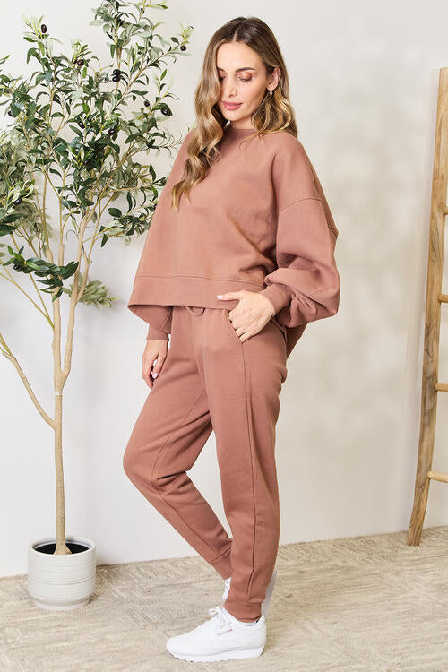 Balloon Sleeve Sweatshirt & Sweatpants Set