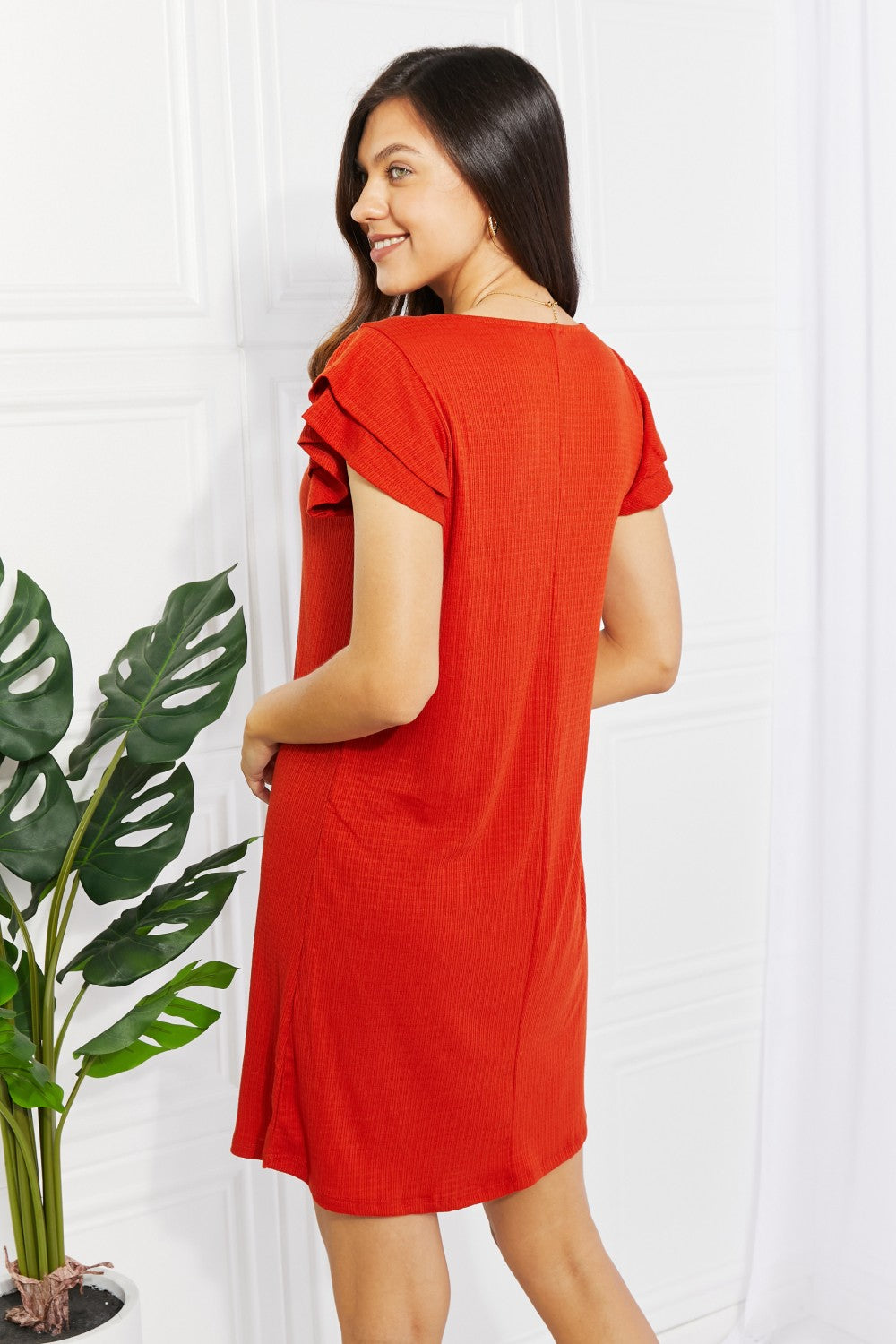 Layered Ruffle Cap Sleeve Round Neck Dress