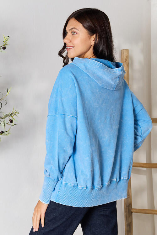 French Terry Acid Wash Kangaroo Pocket Hoodie