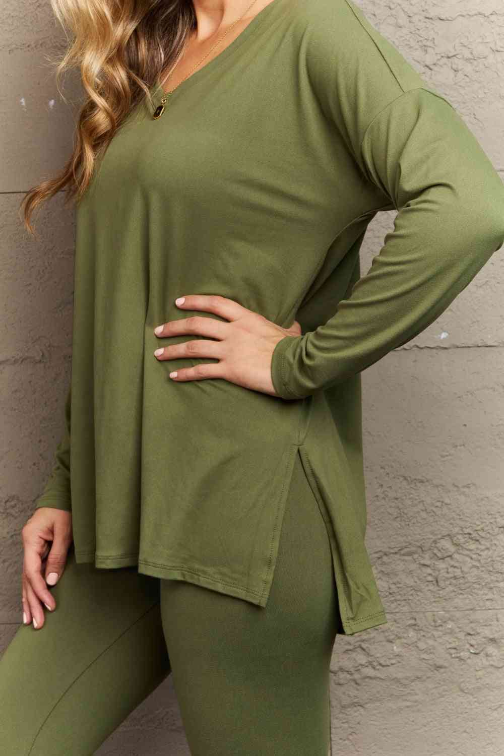 Brushed DTY Microfiber Loungewear Set (V-Neck Long Sleeve)