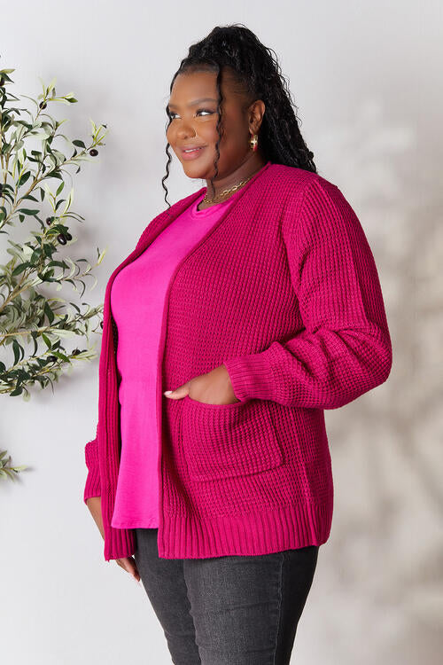 Low Gauge Waffle Open Cardigan Sweater