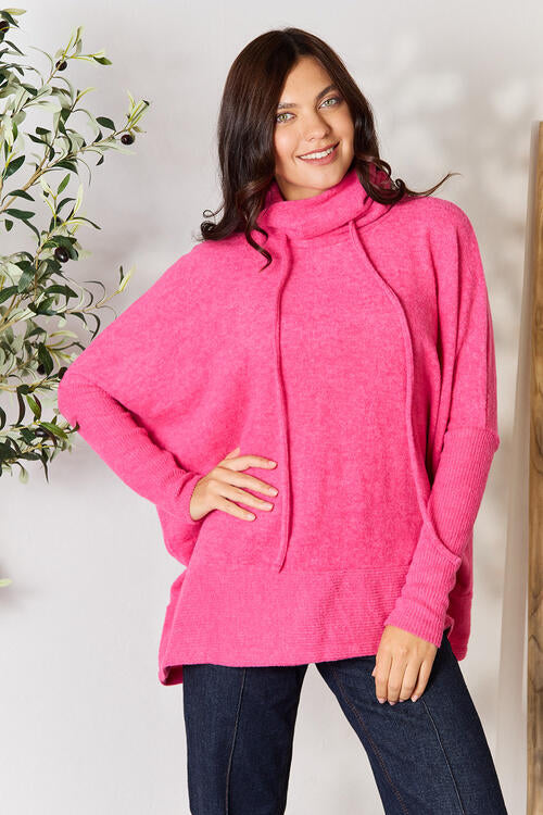 Brushed Melange Hacci Cowl Neck Sweater
