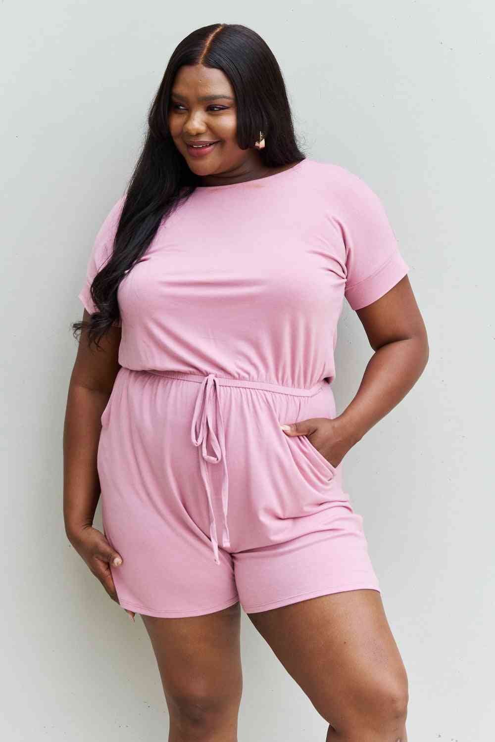 Romper With Elastic Waist & Back Keyhole Opening
