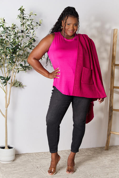 Low Gauge Waffle Open Cardigan Sweater