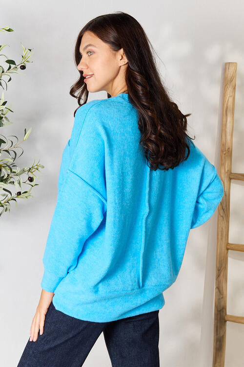 Brushed Melange Drop Shoulder Oversized Sweater