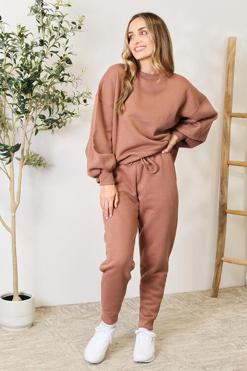 Balloon Sleeve Sweatshirt & Sweatpants Set