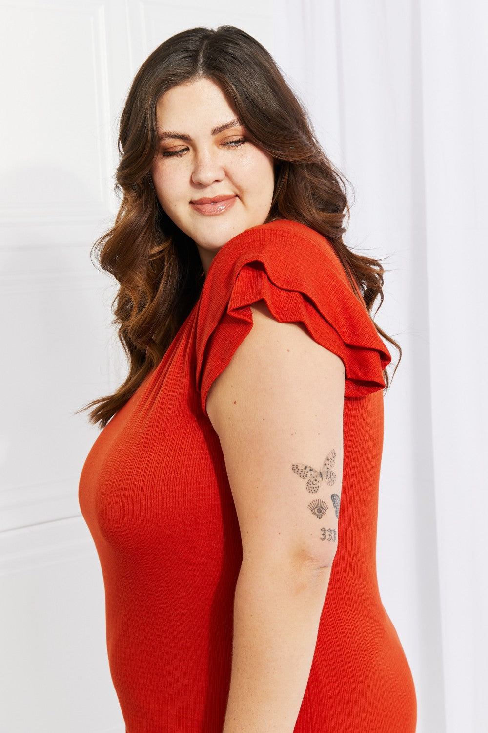 Layered Ruffle Cap Sleeve Round Neck Dress