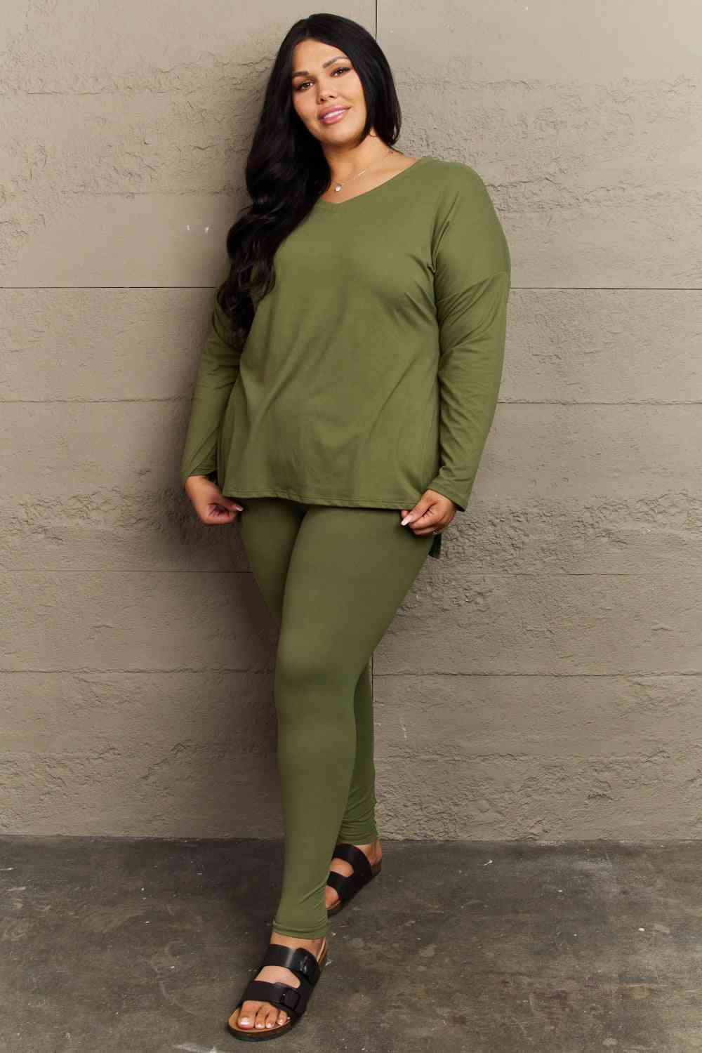 Brushed DTY Microfiber Loungewear Set (V-Neck Long Sleeve)